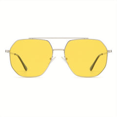 OUWEN Retro Polarized Aviator Sunglasses Night Driving Yellow Glasses