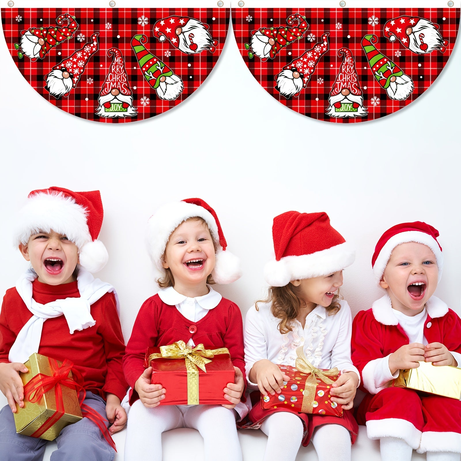 Christmas Half Fan Banner Flag Snowman Christmas Tree Garland