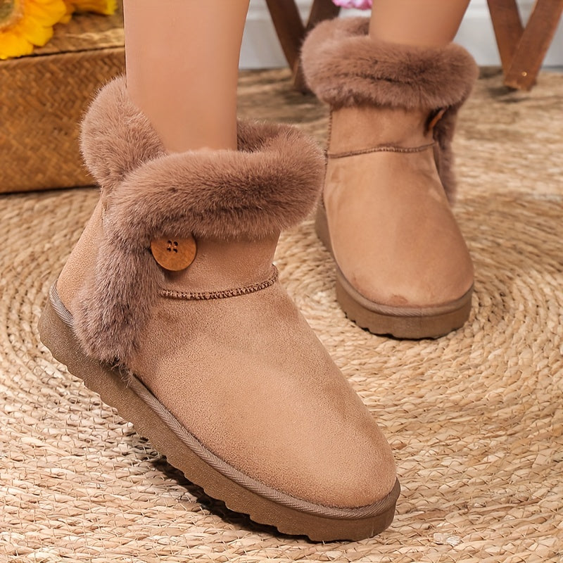 Fur Lined Thermal Snow Boots Slip On Ankle Round Toe Winter Boots