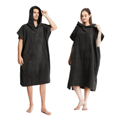 Quick Dry Hooded Towel Robe with Pocket for Swimming Surfing Unisex