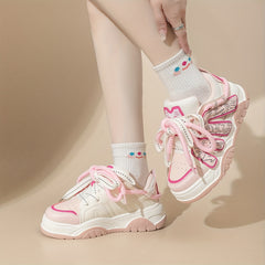 Women's Letter Patched Low Skate Shoes Platform Casual Sneakers