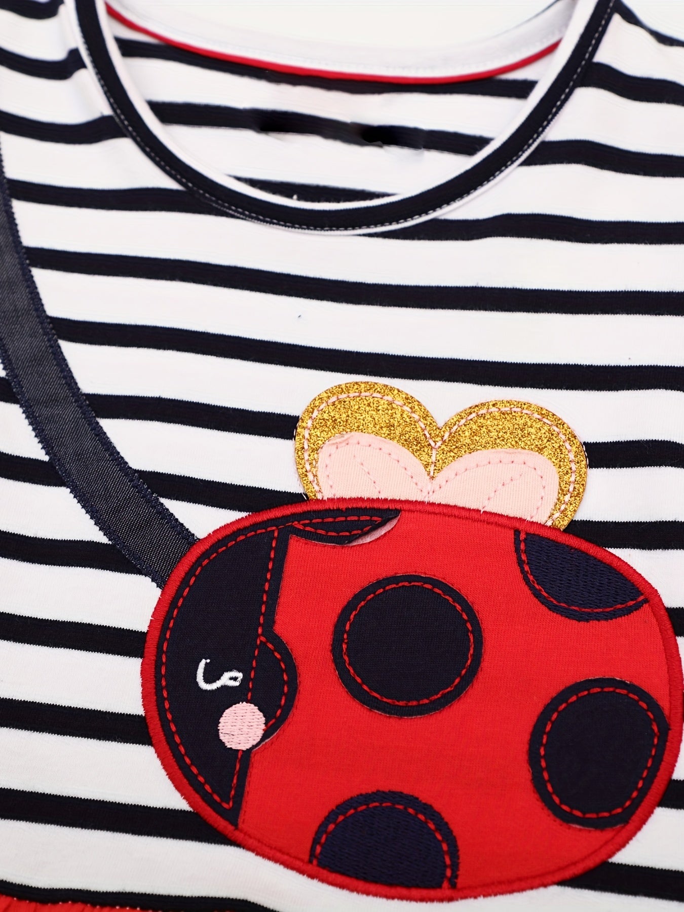 Toddler Girls Ladybug Embroidery Ruffle Dress