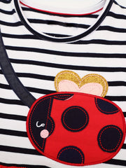Toddler Girls Ladybug Embroidery Ruffle Dress