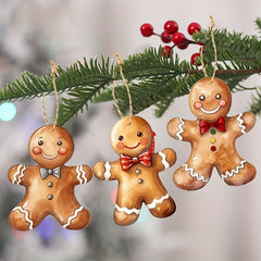 6pcs Christmas Gingerbread Man Decorations Fabric Dolls