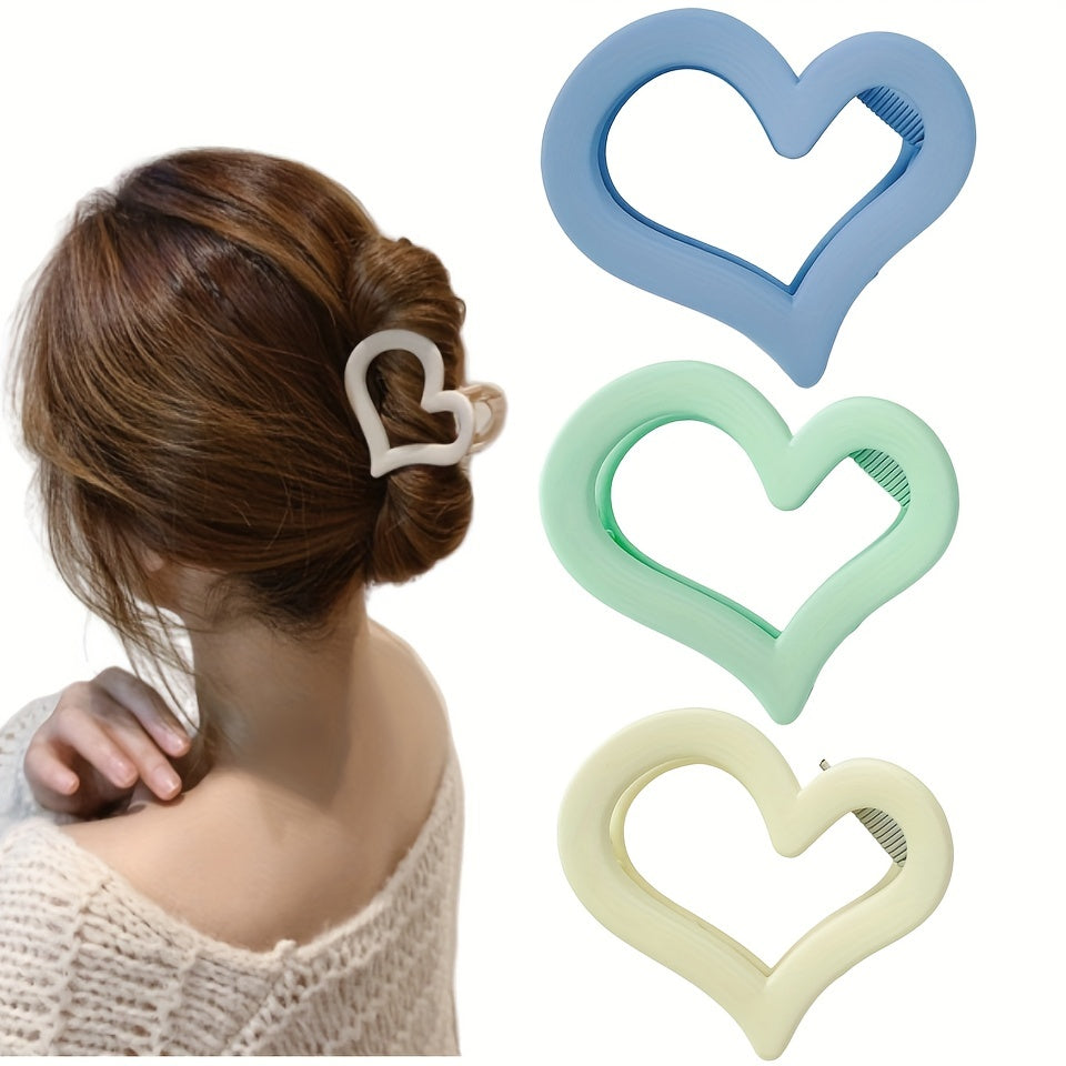 Matte Heart Shape Hair Claw Hair Holder