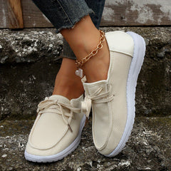 Women's Wave Line Patchwork Boat Shoes Non Slip Lace Up Breathable Casual Sneake