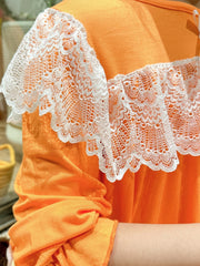 Girls Long Sleeve Princess Nightdress Lace Bow Solid Pajamas