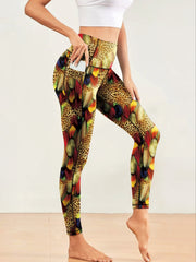 Print Yoga Pants Slim Fit High Stretch With Pocket Workout Leggings