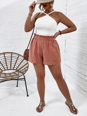 Women's Plus Textured High Rise Loose Fit Shorts