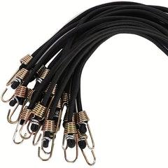 15pcs 25.4cm Mini Bungee Cords Rubber with Steel Hooks for Tarps Covers Canopies