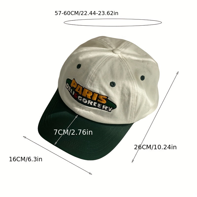 Unisex Retro Campus Style Baseball Cap with Letter Embroidery