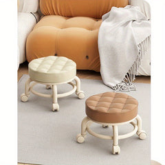 Universal Wheel Low Stool Small Round Rolling Stool with Rotating Casters
