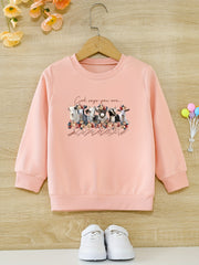 Floral Sheep Cartoon Girls Round Neck Sweatshirt Toddler Kids Tops Pullover
