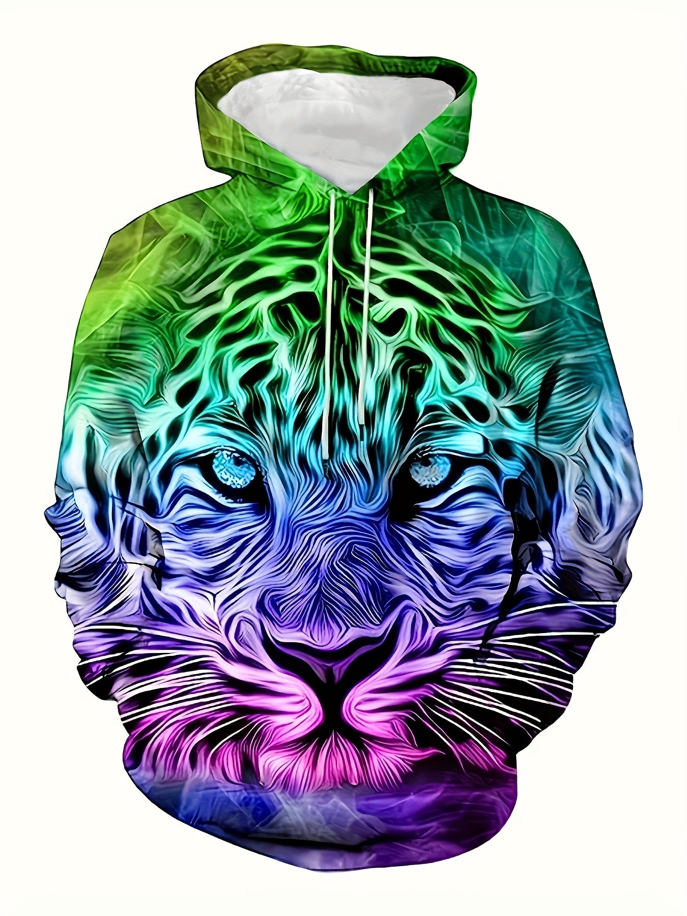 Lion 3D Print Gradient Hoodie Men's Graphic Pullover Kangaroo Pocket