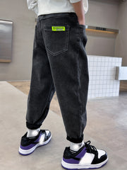 Boys Letter Pattern Denim Pants Kids Clothing Spring Autumn