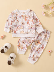 Baby Girls Floral Print Sweatshirt Top & Pants Set
