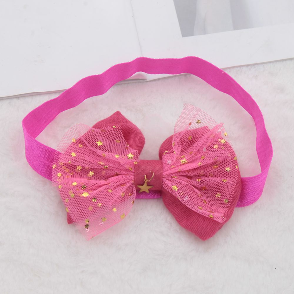 Baby Girls Mesh Bow Headband With Bronzing Star Print Hair Accessories