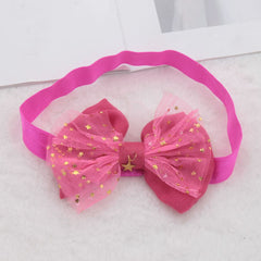Baby Girls Mesh Bow Headband With Bronzing Star Print Hair Accessories
