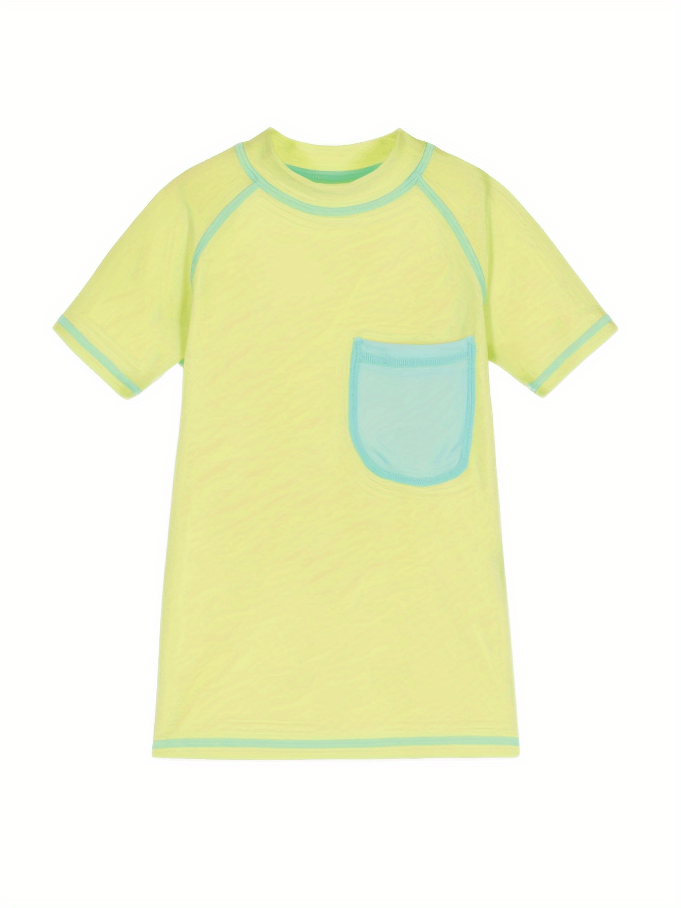 Boy's T shirt Swimsuit Clash Pocket Front Stretchy Bathing Suit