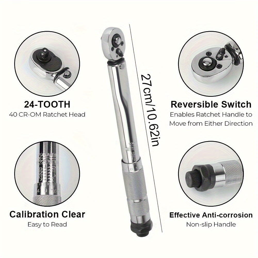 1pc Adjustable Torque Wrench 1 4'' Drive Spanner Hand Tool Car Bike Motorbike