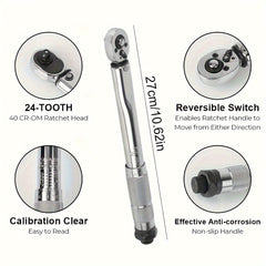 1pc Adjustable Torque Wrench 1 4'' Drive Spanner Hand Tool Car Bike Motorbike