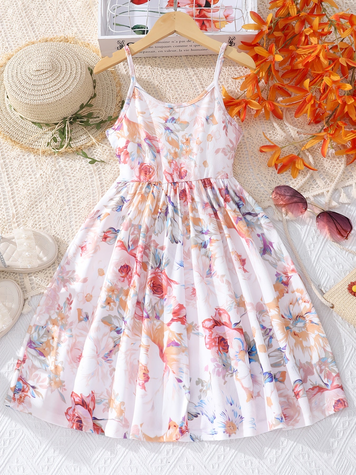 Boho Floral Sleeveless A Line Cami Dress For Summer