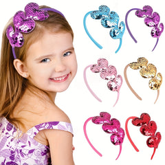 Pink Sequins Heart Headband Glitter Hair Hoop Girls Hair Accessories