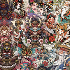 50pcs SCXXBSW Japanese Tattoo Art Stickers Vibrant Colors Self Adhesive Decals