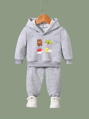 Bear & Heart Pattern 2pcs Breathable Activewear Sets Girls