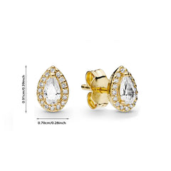 Zircon Girl Earrings Platinum Rose Hollow Clover Round Square