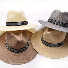 Men's Summer Straw Sun Hat Middle-aged Fisherman Breathable Sunscreen Hat