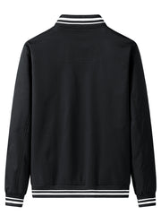 Men's Casual Baseball Collar Zip Up Jacket Coat For Spring Fall