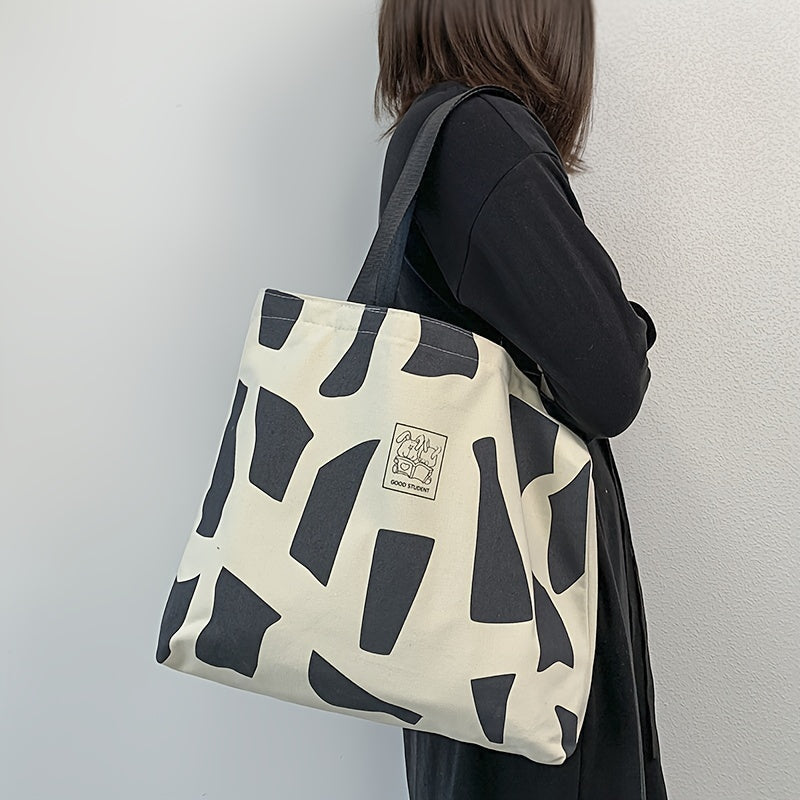 Canvas Tote Bag Large Capacity Zippered Travel Shopper