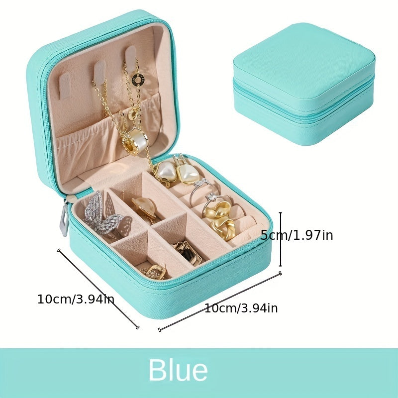 Portable Travel Jewelry Organizer Box PU Leather Storage Case