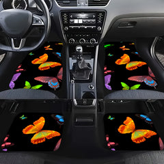 4pcs Colorful Butterfly Car Floor Mats Non-slip Stain Resistant Mats