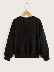 Girls' Leopard Portrait Graphic Sweatshirt Long Sleeve Pullover