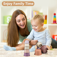 8 Piece Stacking Bath Cup Toddler Toys Educational Montessori Gift Girls 1-6