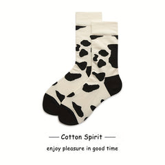 Cow Spot Print Mid Tube Socks Women's Stockings