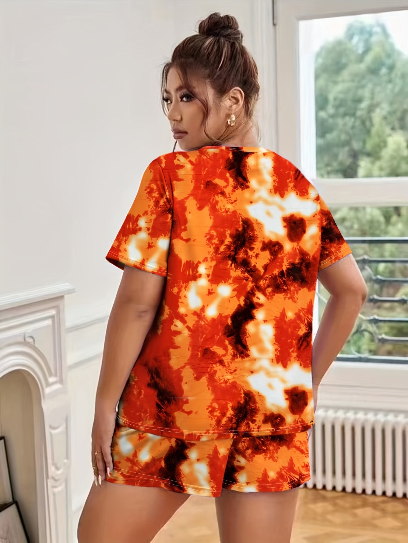 Tie Dye Lounge Set Soft T shirt & Shorts Pajama Two Piece