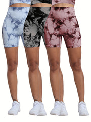 Tie Dye Yoga Shorts High Stretch Running Fitness Shorts Women's Activewear
