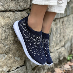 Women's Rhinestone Knit Slip On Shoes