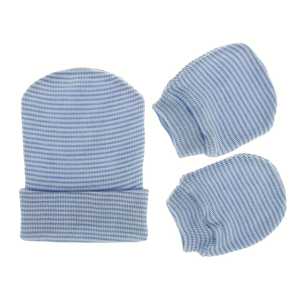 Newborn Striped Hat Gloves Set