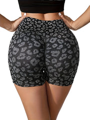Leopard Print High Waist Yoga Shorts