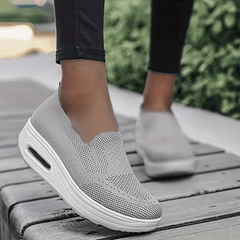 Women's Knit Slip-On Sneakers Air Cushion Comfort Walking Shoes