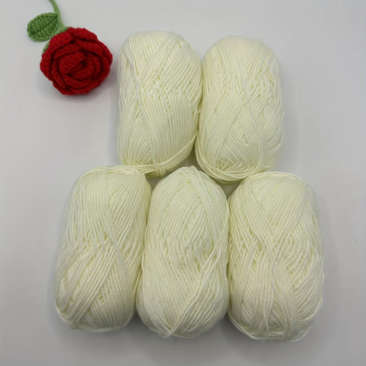 250g 5 Balls of Milk Cotton Wool Baby Thread for DIY Crochet Slippers