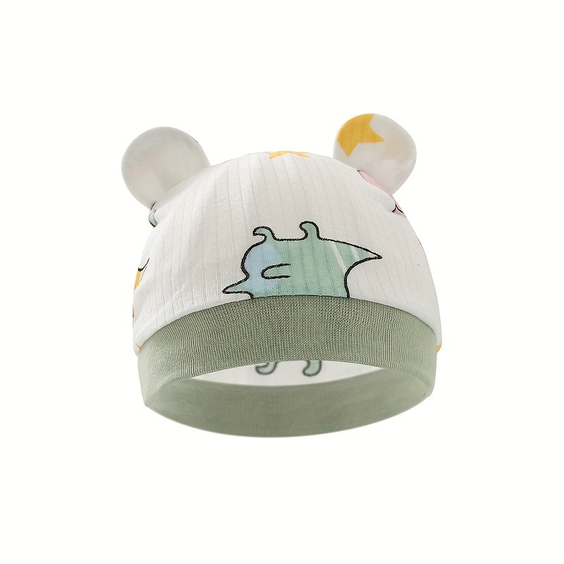 Cute Cartoon Print Thin Baby Fetal Cap for 0-3 Months