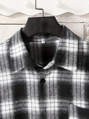Men's Plaid Button Up Long Sleeve Shirt Loose Comfy Shirt