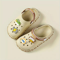 Kid's Hollow Out Backless Clogs w/ Charms Soft Sole Slippers