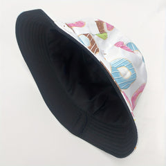 Donut Print Bucket Hat Reversible Lightweight Fisherman Cap