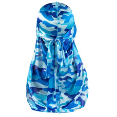 Men's Silk Camouflage Pirate Hat, Durag & Long Tail Headscarf Set